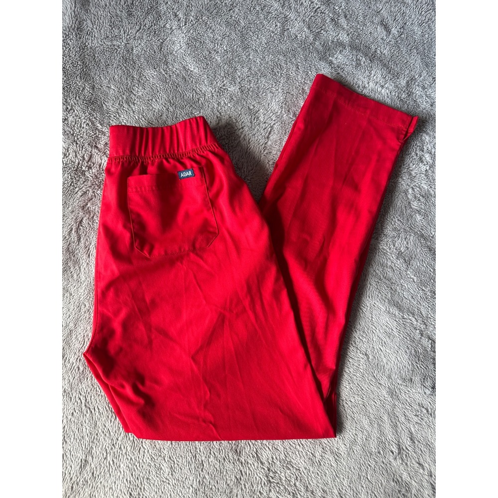 Adar Pro Women Red Scrub Pants Size Medium Elastic Waist Straight Leg Pockets